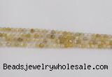 CRU666 15.5 inches 4mm faceted round golden rutilated quartz beads