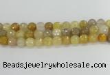 CRU669 15.5 inches 10mm faceted round golden rutilated quartz beads