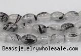 CRU71 15.5 inches 8*10mm rice black rutilated quartz beads wholesale