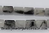 CRU74 15.5 inches 8*12mm column black rutilated quartz beads