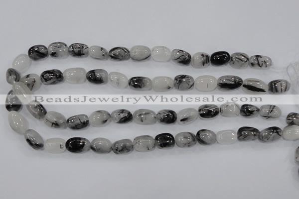 CRU77 15.5 inches 10*14mm nugget black rutilated quartz beads