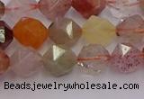 CRU777 15.5 inches 8mm faceted nuggets mixed rutilated quartz beads