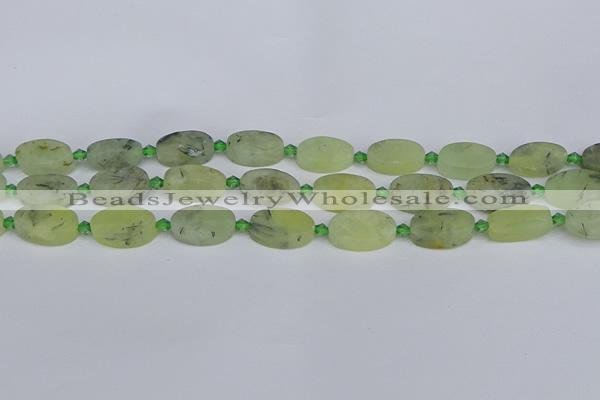 CRU781 15.5 inches 10*16mm oval green rutilated quartz beads