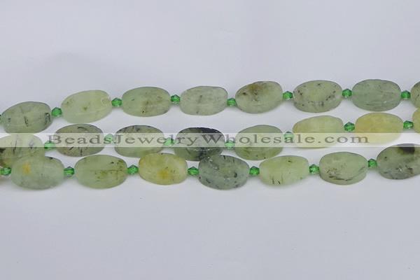 CRU783 15.5 inches 13*20mm oval green rutilated quartz beads