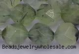 CRU794 15.5 inches 12mm faceted nuggets green rutilated quartz beads