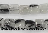 CRU84 15.5 inches 10*10mm square black rutilated quartz beads