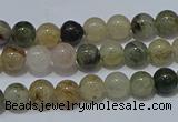 CRU900 15.5 inches 4mm round green rutilated quartz beads wholesale