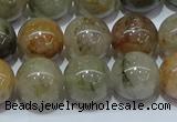 CRU904 15.5 inches 12mm round green rutilated quartz beads wholesale