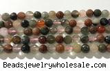 CRU912 15.5 inches 8mm faceted round mixed rutilated quartz beads