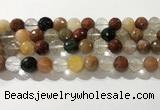 CRU914 15.5 inches 11mm faceted round mixed rutilated quartz beads