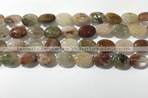 CRU921 15.5 inches 10*14mm oval mixed rutilated quartz beads wholesale