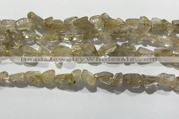 CRU929 15.5 inches 6*8mm - 10*12mm chips golden rutilated quartz beads