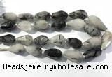 CRU941 13*18mm - 18*32mm faceted nuggets black rutilated quartz beads