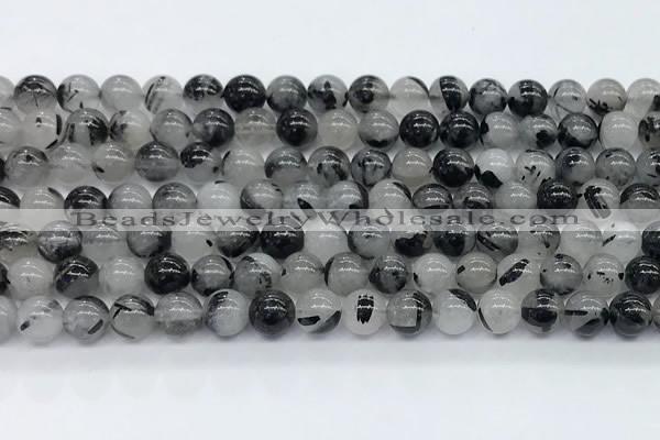 CRU954 15.5 inches 6mm round black rutilated quartz beads