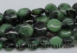 CRZ10 15.5 inches 10mm flat round ruby zoisite gemstone beads