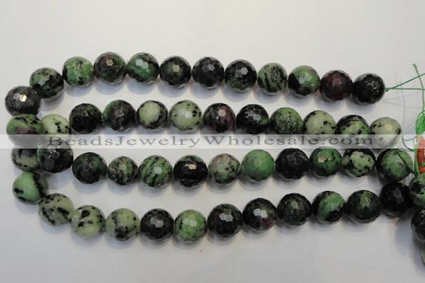 CRZ110 15.5 inches 16mm faceted round ruby zoisite gemstone beads