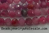 CRZ1120 15.5 inches 4mm faceted round natural ruby gemstone beads