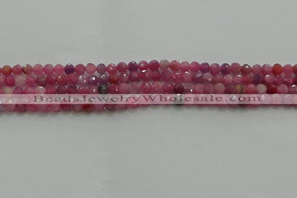 CRZ1120 15.5 inches 4mm faceted round natural ruby gemstone beads