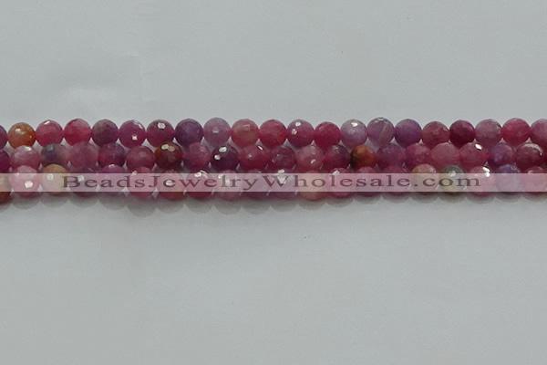 CRZ1122 15.5 inches 6mm faceted round natural ruby gemstone beads