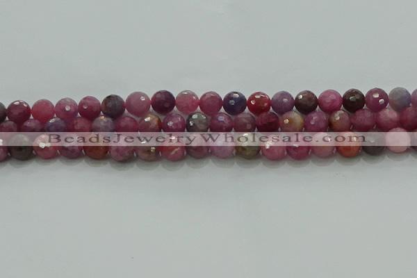 CRZ1123 15.5 inches 7mm faceted round natural ruby gemstone beads