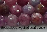 CRZ1125 15.5 inches 9mm faceted round natural ruby gemstone beads