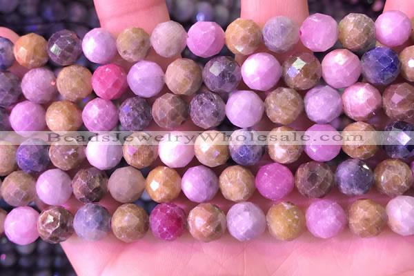 CRZ1143 15.5 inches 8mm faceted round ruby sapphire beads