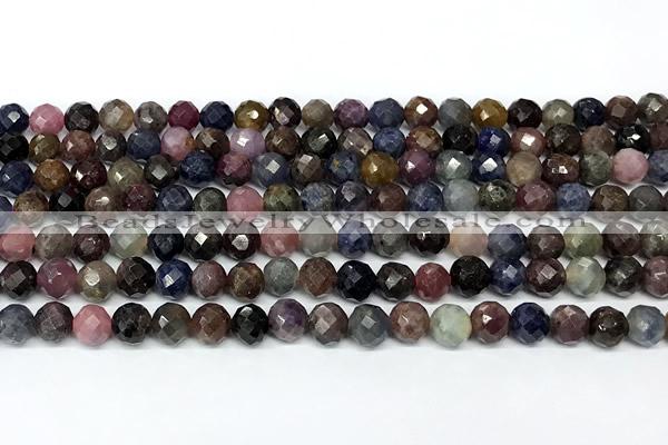 CRZ1169 15 inches 6mm faceted round ruby sapphire beads