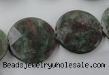 CRZ218 15.5 inches 25mm faceted coin ruby zoisite gemstone beads