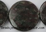 CRZ220 15.5 inches 35mm faceted coin ruby zoisite gemstone beads