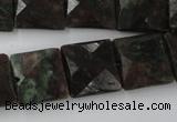 CRZ235 15.5 inches 15*15mm faceted square ruby zoisite gemstone beads