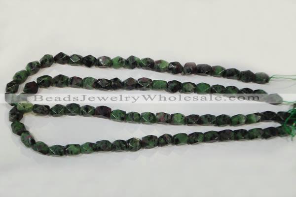 CRZ465 15.5 inches 7*10mm faceted nuggets ruby zoisite gemstone beads