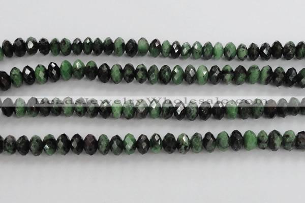 CRZ703 15 inches 6*10mm faceted rondelle ruby zoisite gemstone beads