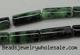 CRZ71 15.5 inches 8*20mm flat tube ruby zoisite gemstone beads