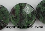 CRZ718 15 inches 30mm faceted coin ruby zoisite gemstone beads