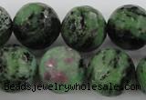 CRZ734 15.5 inches 14mm faceted round ruby zoisite gemstone beads