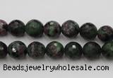 CRZ740 15.5 inches 9mm faceted round ruby zoisite gemstone beads