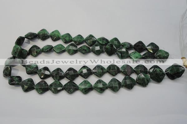 CRZ75 15.5 inches 14*14mm faceted diamond ruby zoisite gemstone beads