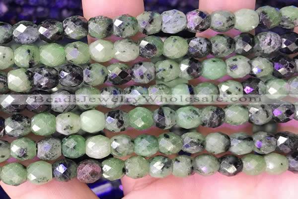 CRZ785 15.5 inches 6*6mm faceted drum ruby zoisite beads