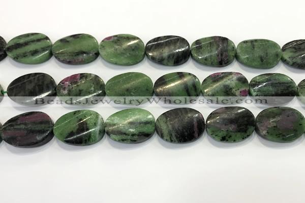 CRZ796 15.5 inches 18*25mm twisted oval ruby zoisite gemstone beads