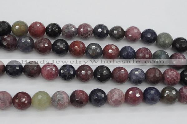 CRZ884 15.5 inches 12mm faceted round natural ruby sapphire beads