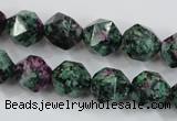 CRZ903 15.5 inches 10mm faceted nuggets Chinese ruby zoisite beads