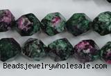 CRZ904 15.5 inches 12mm faceted nuggets Chinese ruby zoisite beads