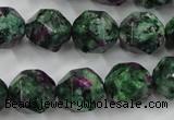CRZ905 15.5 inches 14mm faceted nuggets Chinese ruby zoisite beads