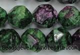 CRZ906 15.5 inches 16mm faceted nuggets Chinese ruby zoisite beads