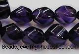 CSA11 15.5 inches 12*15mm twisted rice synthetic amethyst beads