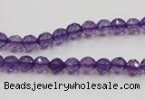 CSA12 15.5 inches 4mm faceted round synthetic amethyst beads