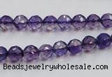 CSA15 15.5 inches 7mm faceted round synthetic amethyst beads