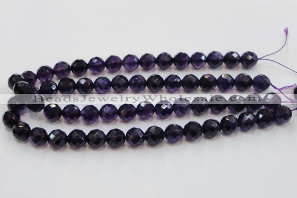 CSA18 15.5 inches 12mm faceted round synthetic amethyst beads