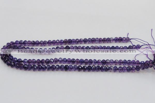 CSA20 15.5 inches 6*8mm faceted rondelle synthetic amethyst beads