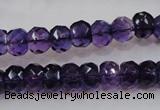 CSA21 15.5 inches 6*10mm faceted rondelle synthetic amethyst beads